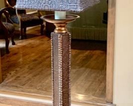 55. 36" Buffet Lamp in Faux Crocodile w/ Nailhead Detail