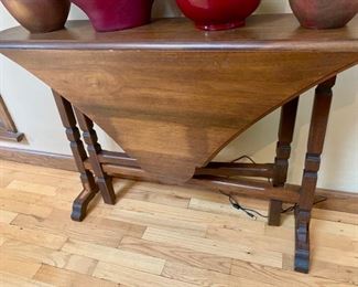 57. Drop Leaf Console Table w/ Two 16" Folding Leaves (40" x 9" x 27") as is