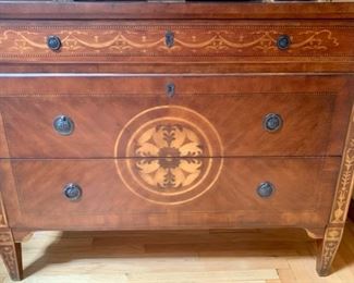 59. Mahogany Inlay Chest w/ 3 Drawers (50" x 17" x 38")