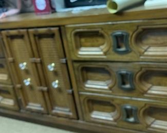 72. Vintage Console Chest, 6 Drawers, 2 Doors (72" x 19" x 32")