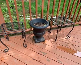 82. Pair of Black Coated Wrought Iron Tables (16" x 16" x 16")