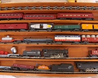 American Flyer Train Set in Wood Collector Box