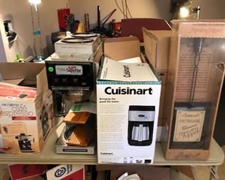 Variety of kitchen coffee makers, etc.