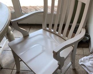 White wooden arm chair
