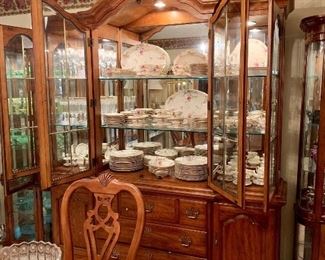 Wonderful China cabinet featuring Castleton Sunnyvale Chyna service of 12