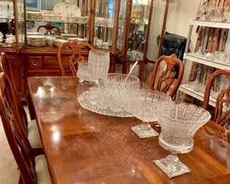 Large super nice dining table with six chairs ,
Hand cut crystal glassware
