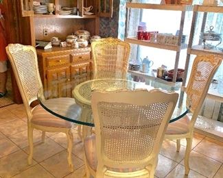 Glass top breakfast table and four chairs