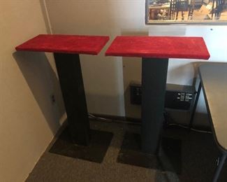 red velvet speaker stands