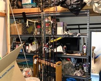 Garage items & fishing poles