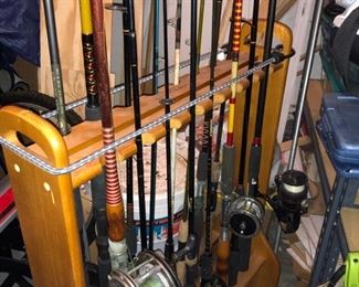 Many fishing poles