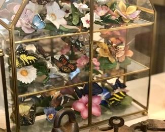 Miniature porcelain flowers & butterflies