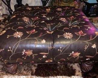 LEATHER EMBROIDERED OTTOMAN  $150