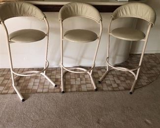 Bar stools - ivory metal and leather - 5 available