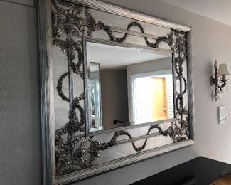 Large mirror with pewter and silver detailing