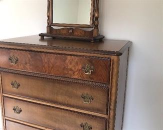 Another view of Berkey & Gay 4 drawer tall dresser with mirror
