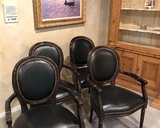 Leather arm chairs 5 available - Louis XIV styling