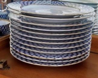 LOMONOSOV Cobalt Net  12 - 10.3/4" Large Dinner Plates