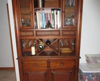 Tommy Bahama Credenza for books, bottles, wine glasses and storage of dinner ware, etc.
