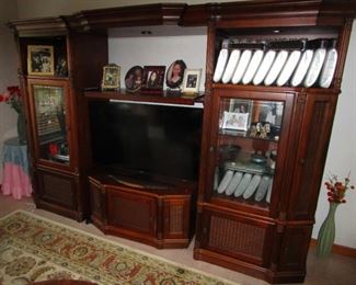 Tommy Bahama: Giant Entertainment Center with two display cases and tons of CD and DVD s