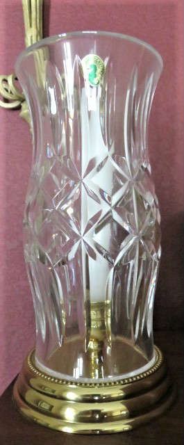 Pair Waterford Crystal Candle Hurricane Lamps