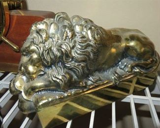 Pair Antonio Canova Brass Lion Bookends