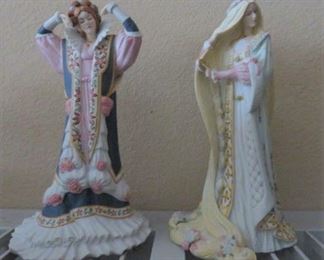 Lenox Disney Sleeping Beauty & Rapunzel Legendary Princess Bisque Porcelain Figurines 1985