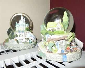 Disney Cinderella Castle Carriage Princess Musical Snow Globe, Disney Snow White & 7 Dwarfs Musical Snow Globe "Hi Ho, Hi Ho" Cottage