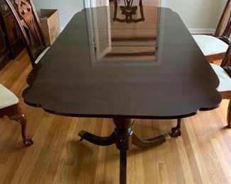 Double Pedestal Table with Carved Legs 
