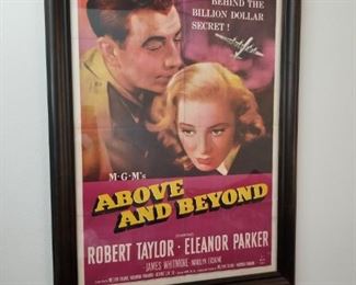 Framed original movie poster, "Above and Beyond"