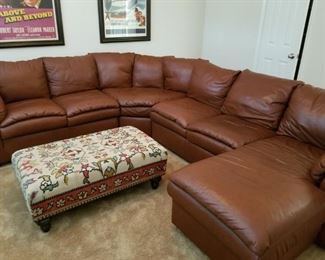 Leathercraft Brown leather sectional sofa  