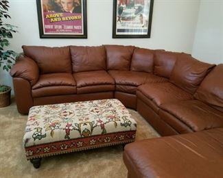 Leathercraft brown leather sectional sofa