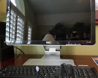 computer monitor and keyboard