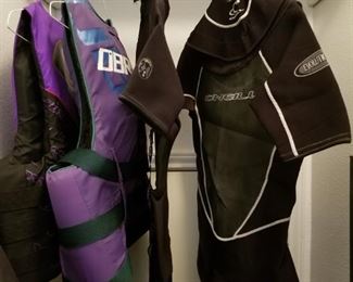 wetsuit and life jackets