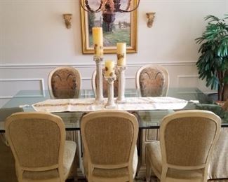 Drexel glass topped dining table - chairs sold separately