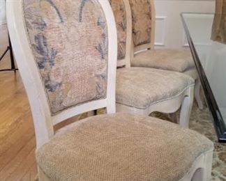 6 Drexel upholstered dining chairs and 2 upholstered host chairs (host chairs not pictured here) - dining table sold separately