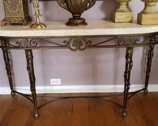 Accent table - stone top on iron base