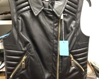 Vince Camuto black leather jacket - petite small