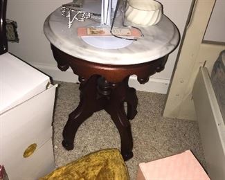 Antique small Eastlake table with marble top