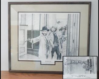 "Deadly Exit" Framed and Numbered Print  from Northfield.  Depicts Jesse James Scene.  Numbered 271 out of 460. Signed by Derk Hansen.