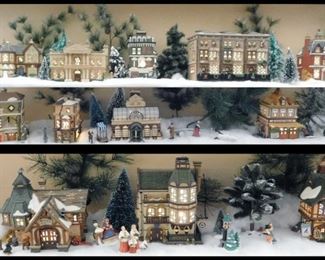 Sampling of the many Department 56 Collectible Buildings and Accessories. 