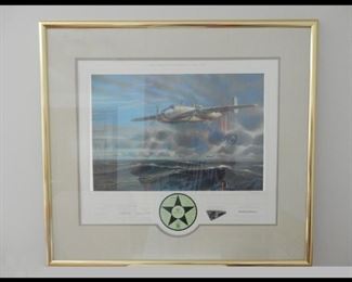 "Doolittle Raiders" Bryan Moon Framed Limited Edition Archival  Print.  Signed by Col. Charles Hughes, Col. Charles Merrill, S/Sgt. Merle L. Bolen, Col. Norman C. Appold and Lt. Col. John T. Blackis.