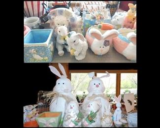 A sampling of Easter Bunnies, Planters and Decorations.