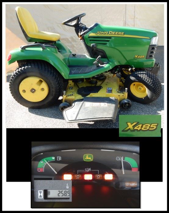 John Deere 62 inch Riding Mower. Less than 270 hours!  Comes with 47 inch shaft driven snow blower, wheel weights and chains.