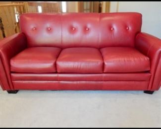 Beautiful Red Leather Sofa.