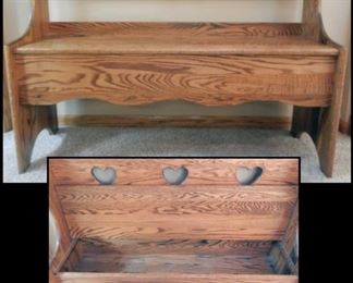Solid Oak Entryway Bench that Opens Up for Storage.