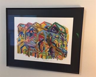 Framed print signed by artist. "Living Together"