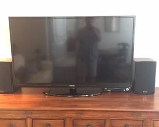Samsung 46" LED television with remote in excellent condition.  The Energy CB-10 bookshelf speakers pack a big sound in a little package and are available with the stereo system.