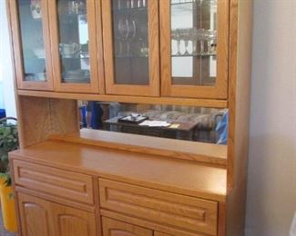 Oak China Cabinet, 60" X 16"