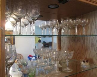 Etched Crystal Stemware & Assorted Stems