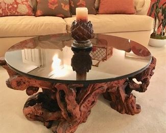 Very unusual wood
 base coffee table
